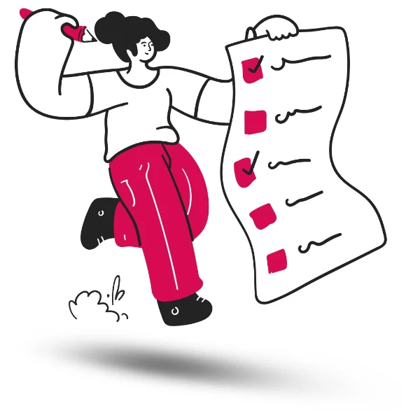 A lady with a check list of questions about her will
